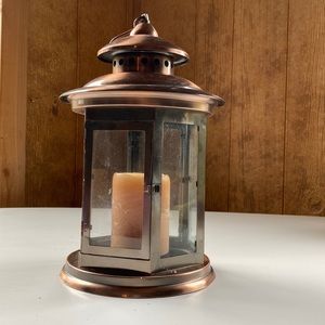 Large metal and glass candle holder